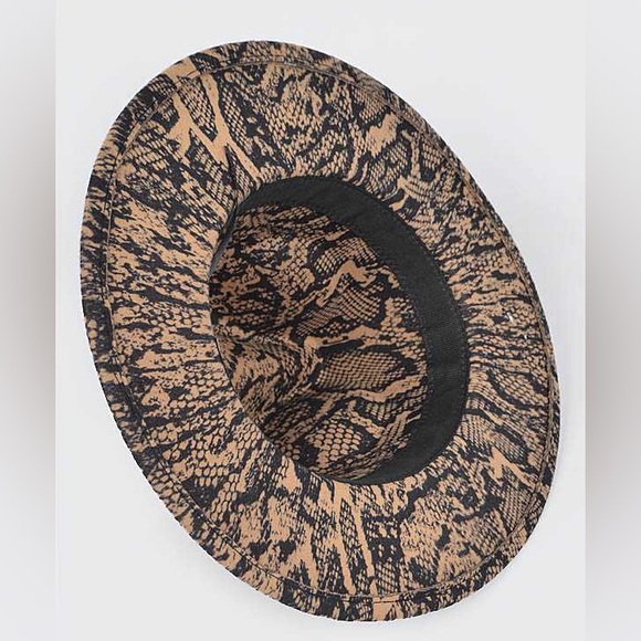 Wide Brim Snake Printed Felt Fedora Hat main image 4